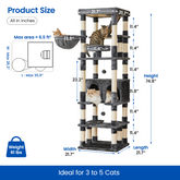 【Hot】MWPO 74.8” Large Cat Tree TX00063